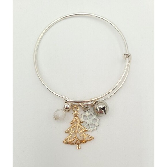 Christmas Holiday Expandable Charm Bracelet Tree Snowflake Bell - Picture 3 of 5